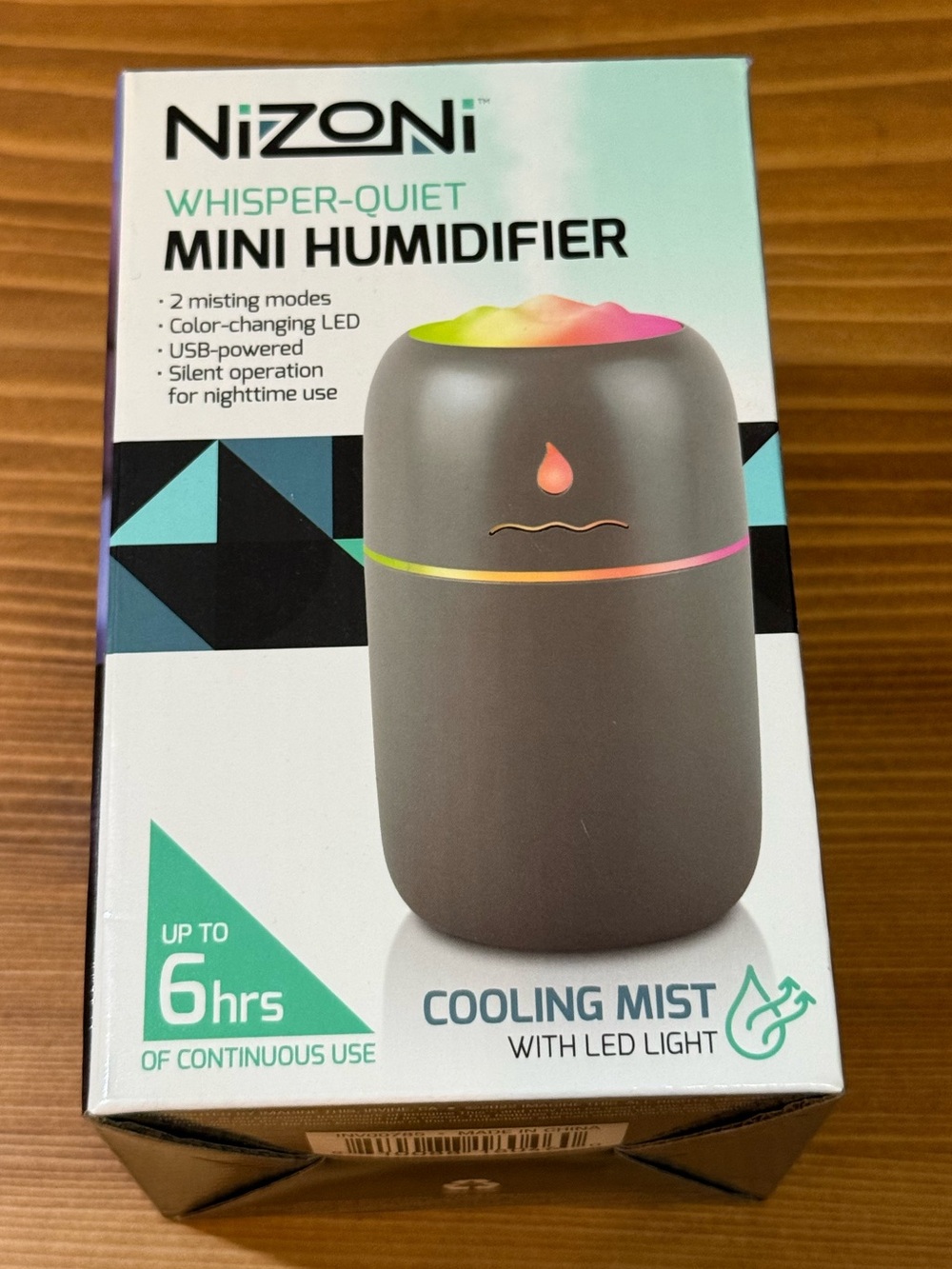 Whisper-Quiet Mini Humidifier - Gray with Color-Changing LED